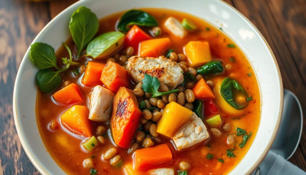 Vegetable soup with protein